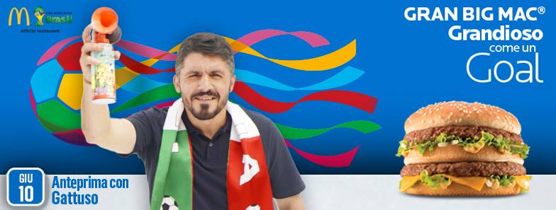 Mondiali 2014, Gattuso testimonial McDonald’s: cosa mangiare durante le partite