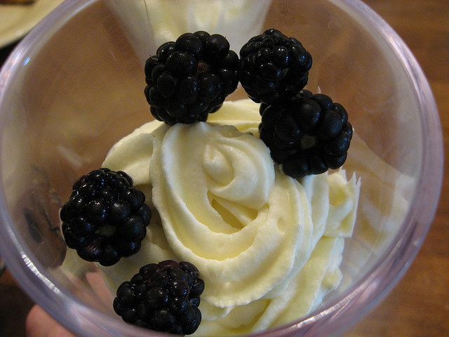 La mousse allo yogurt e cioccolato bianco per il dessert di fine pasto