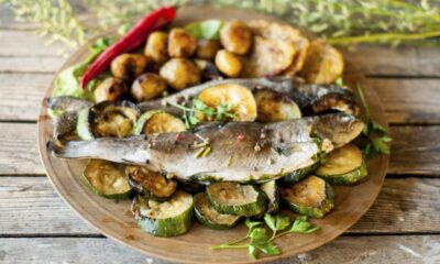 trota salmonata al forno con patate