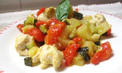 Bocconcini di pollo con i peperoni