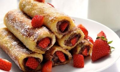 toast roll con fragole e nutella