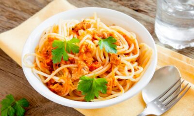 pasta con peperoni e tonno e panna