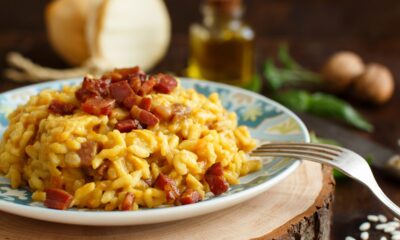 risotto con montasio e speck