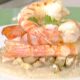 mazzancolle scottate con fonduta di melanzane