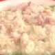 risotto con crema di lattuga, speck e tomino