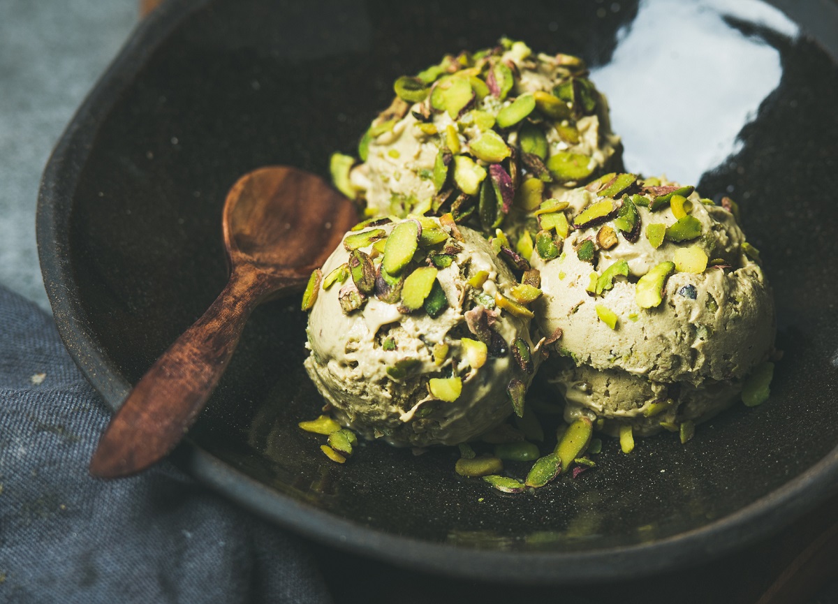 Il sorbetto al pistacchio per il dessert di fine pasto