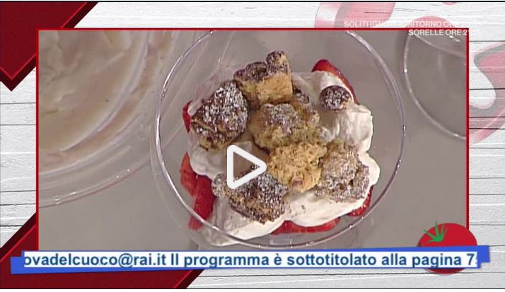 La coppa di sbrisolona con crema al porto, fragole e cacao con la video ricetta della Prova del Cuoco