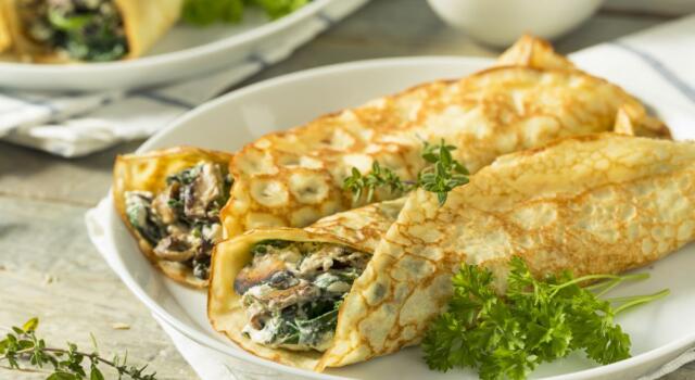 Crespelle ai funghi, la ricetta anche in versione vegan