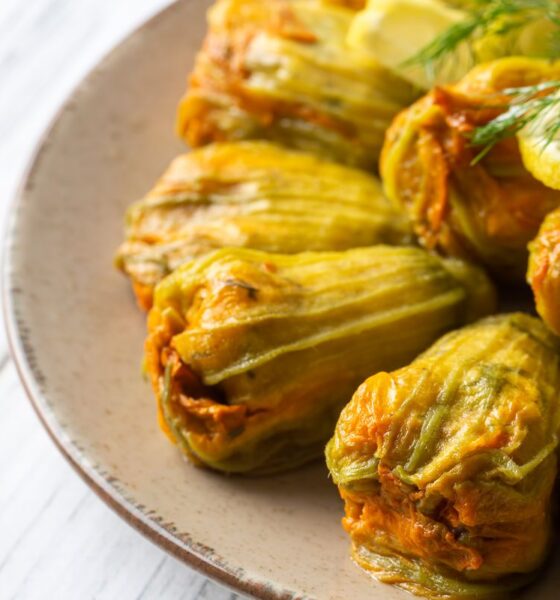 Fiori di zucca ripieni di carne