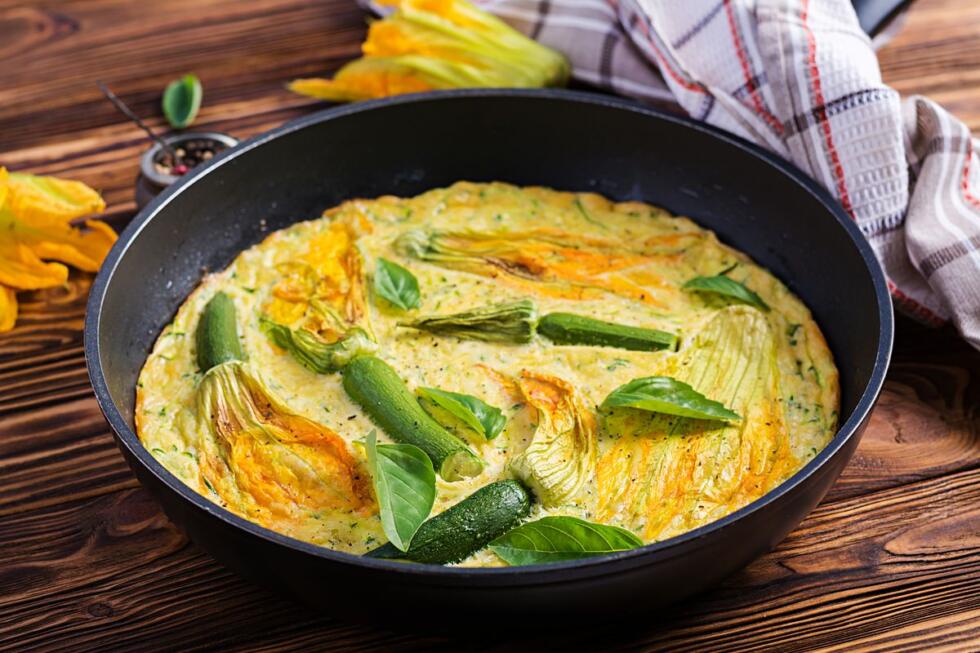 Frittata con fiori di zucca