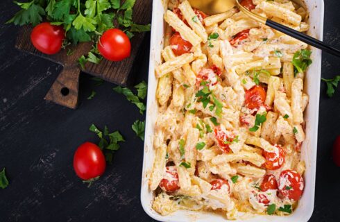 pasta con feta al forno