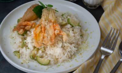 risotto fiori di zucca e gorgonzola