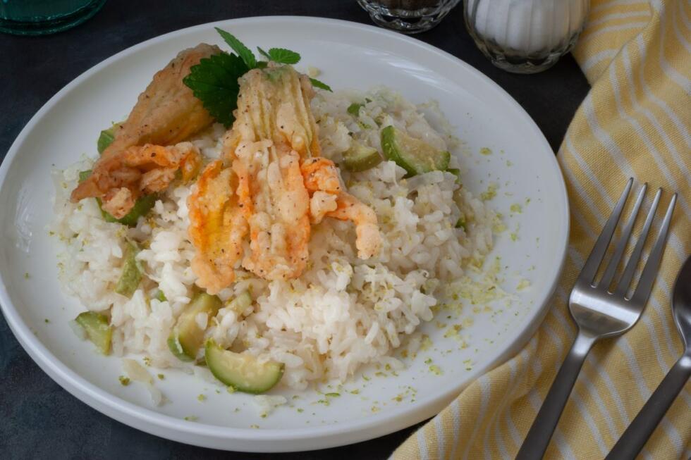 risotto fiori di zucca e gorgonzola