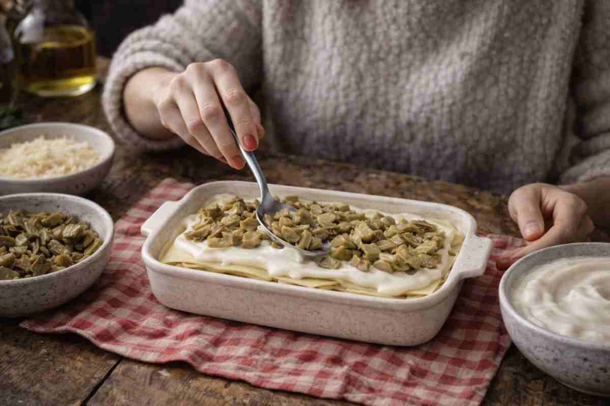 Preparazione dei carciofi: In una ciotola, spremete il succo di un limone e aggiungete acqua per evitare che i carciofi anneriscano